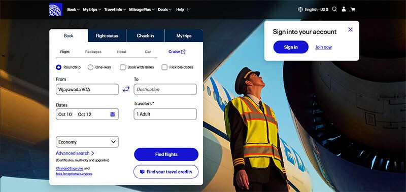 Booking page of a major airline website showcasing flight search options, highlighting largest airlines in the world for easy travel bookings.