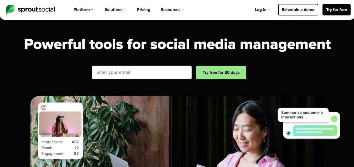 Sprout social - tycoonstory | tycoonstory media Sprout social homepage screenshot – sprout social website showing analytics and collaboration tools for social media management and performance tracking.