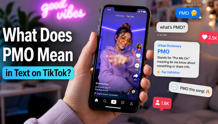 What Does PMO Mean in Text on TikTok with a smartphone, PMO messages, social media reactions, and slang examples.