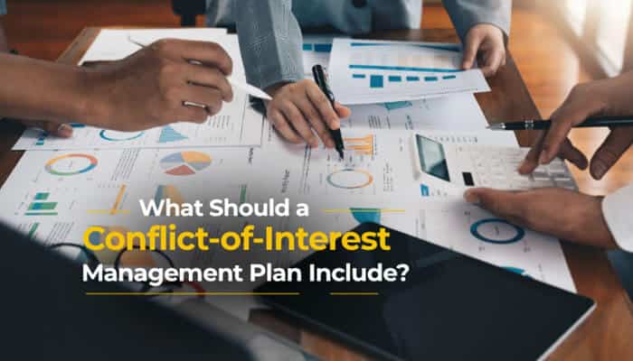 Which of the Following Is True About the Management of Conflicts of Interest represented by a team reviewing financial reports and compliance documents while developing a conflict-of-interest management plan with disclosure requirements, recusal procedures, independent oversight, risk assessment, ethical governance, transparency, accountability, and organizational compliance best practices.