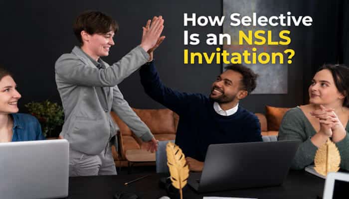 National society of leadership invitation selectivity explained through a diverse professional team celebrating success with a high-five.