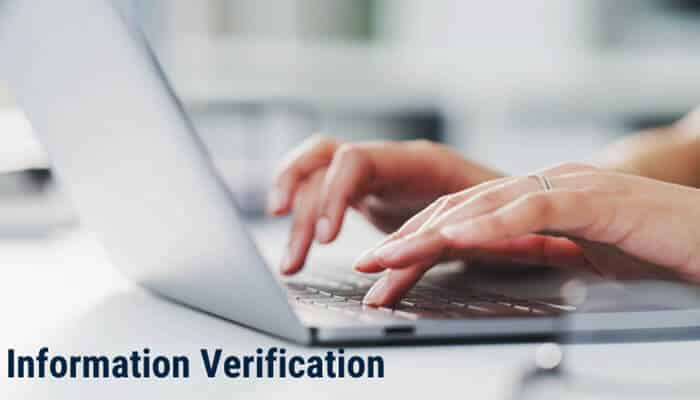 Pixelspinx com information verification guide showing online research and fact-checking practices on a laptop, highlighting the importance of verifying website credibility, content accuracy, and digital trust in 2026.